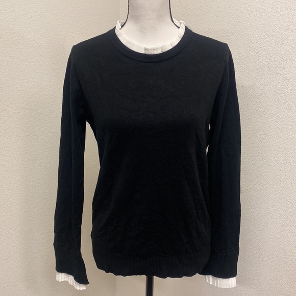 Vila Milano Lush Pleated Collar Black Sweater M - Picture 3 of 14